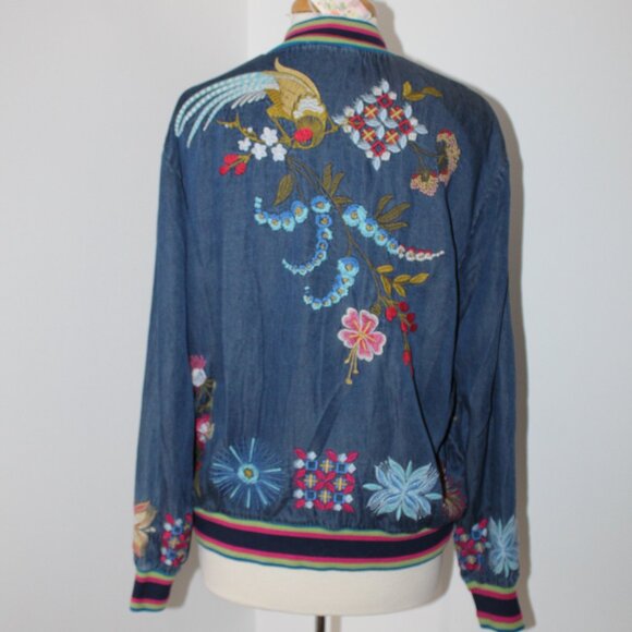 NWT Johnny Was Active Biya JWLA Dionne Snap Front Bomber Jacket Embroidered - Picture 6 of 9